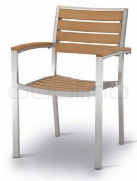 Aluminium framed chair with teak wood slats - GR/937