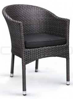 Aluminium framed armchair, braided plastic, for outdoor use - DL ROUND BRUSHED BLACK