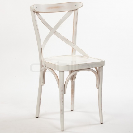 Chair made ​​of beech wood, antique white color - XTON 05 VINTAGE WHITE