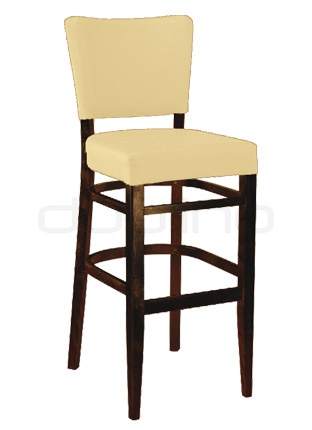 Beech wood frame bar stool with your choice of upholstery and stain colour, artificial leather. - LT7654