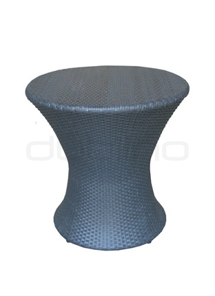 Aluminium framed table, braided plastic, with glass - R/Wings/T