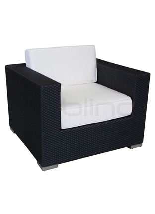 Aluminium framed armchair, braided plastic, with pillow - R/FLORES/P