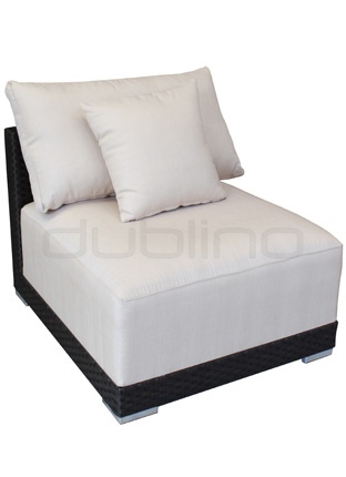 Aluminium framed armchair, braided plastic, with pillow - R/Max/B