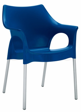 Plastic chair in different colors with aluminium legs. Min. order: 16 pcs - BC 2118 OLA