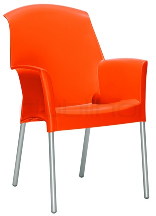 Plastic chair in different colors with aluminium legs. Min. order: 16 pcs - BC 2098 SUJE