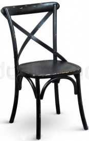 Wood vintage chair, with cross back - DL CROSS OAK BLACK